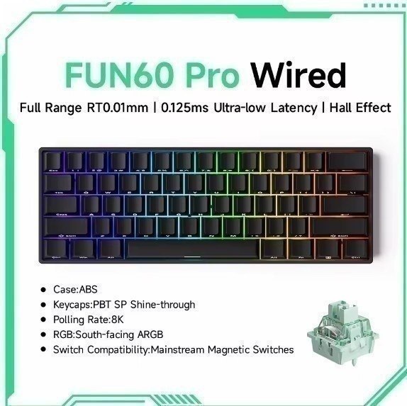 Teclado Magnético Akko Monsgeek Fun60 Pro Black Wired