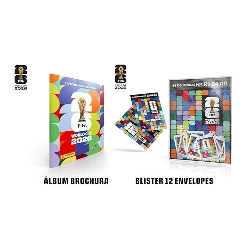 Kit Álbum Brochura + 12 Envelopes de Figurinhas Copa do Mundo da FIFA 2026