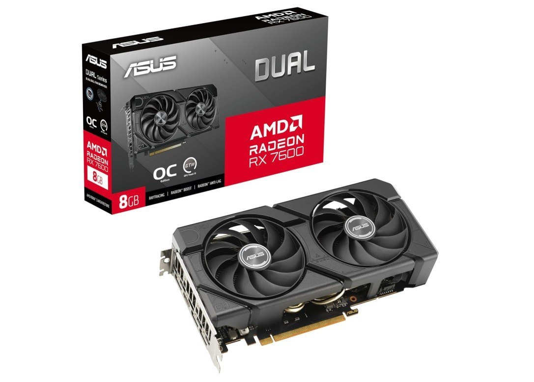 Placa de Vídeo ASUS Radeon RX 7600 EVO, 8GB, GDDR6, DUAL, OC EDITION, 128 BITS, DUAL-RX7600-O8G-EVO