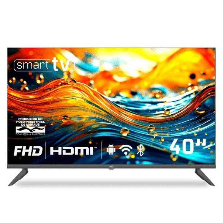 Smart TV HQ 40" Full HD tela sem bordas Android 12 design Slim