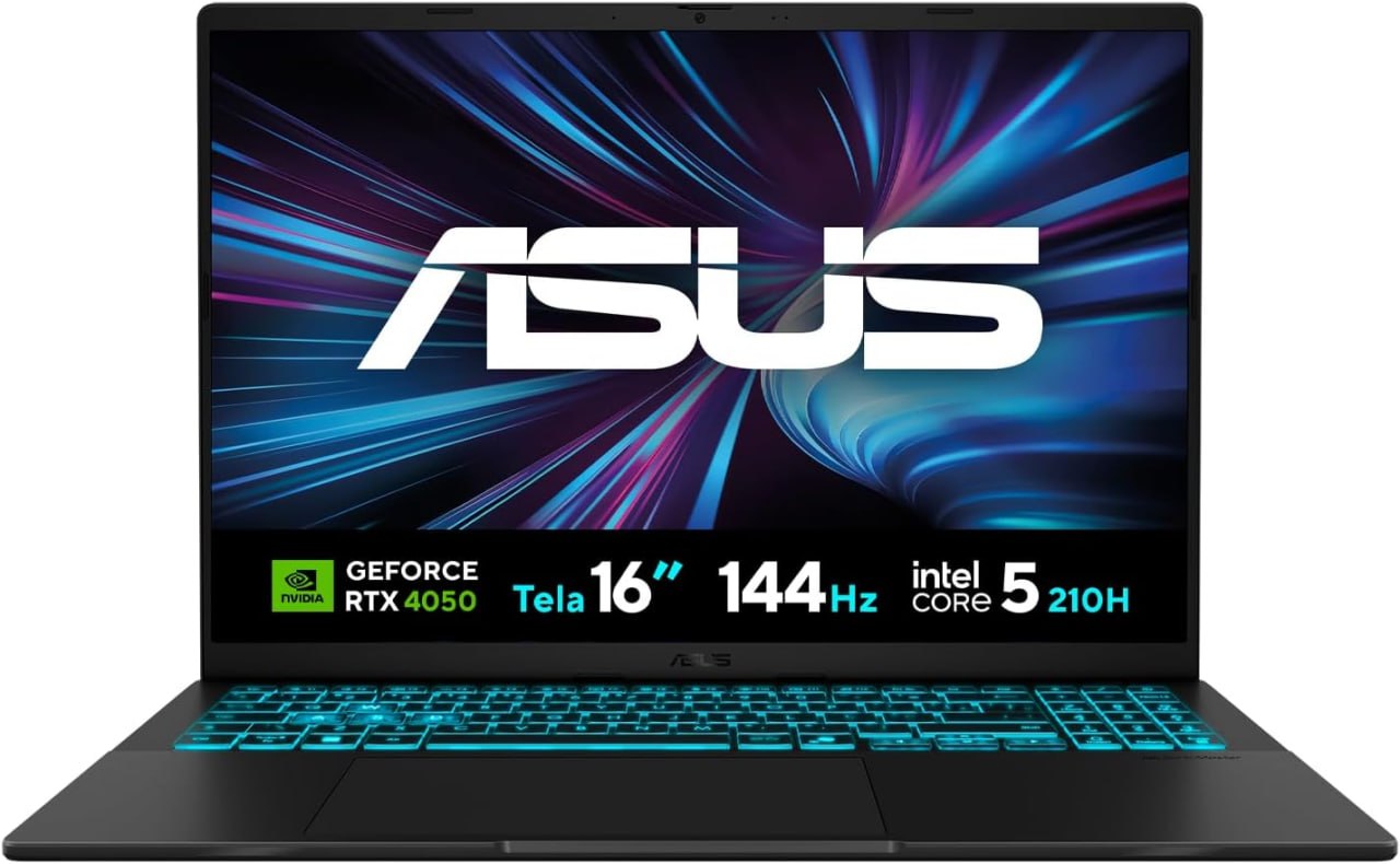 Notebook ASUS V16 V3607VU NVIDIA RTX 4050 Intel Core 5 210H 8Gb Ram 512Gb SSD Linux KeepOs Tela 16" LED Nível IPS 144Hz Preto RP296