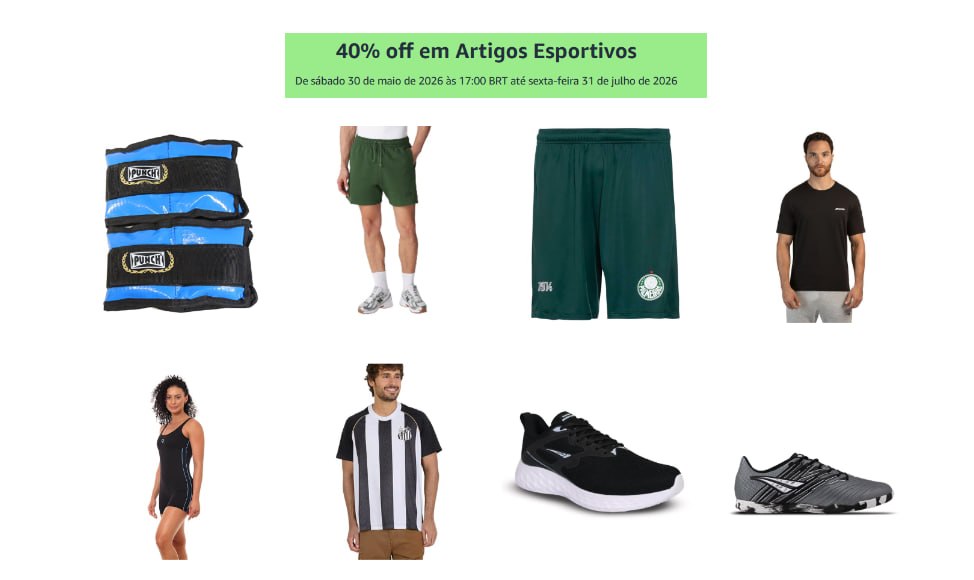 Amazon - 40% off em Artigos Esportivos