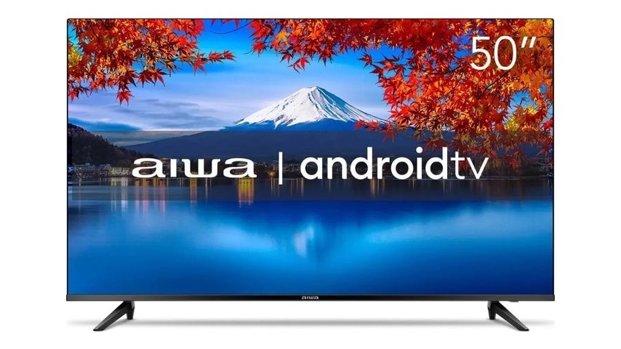 Smart TV AIWA 50” Android 4K Borda Ultrafina HDR10 Dolby Áudio AWS-TV-50-BL-02-A