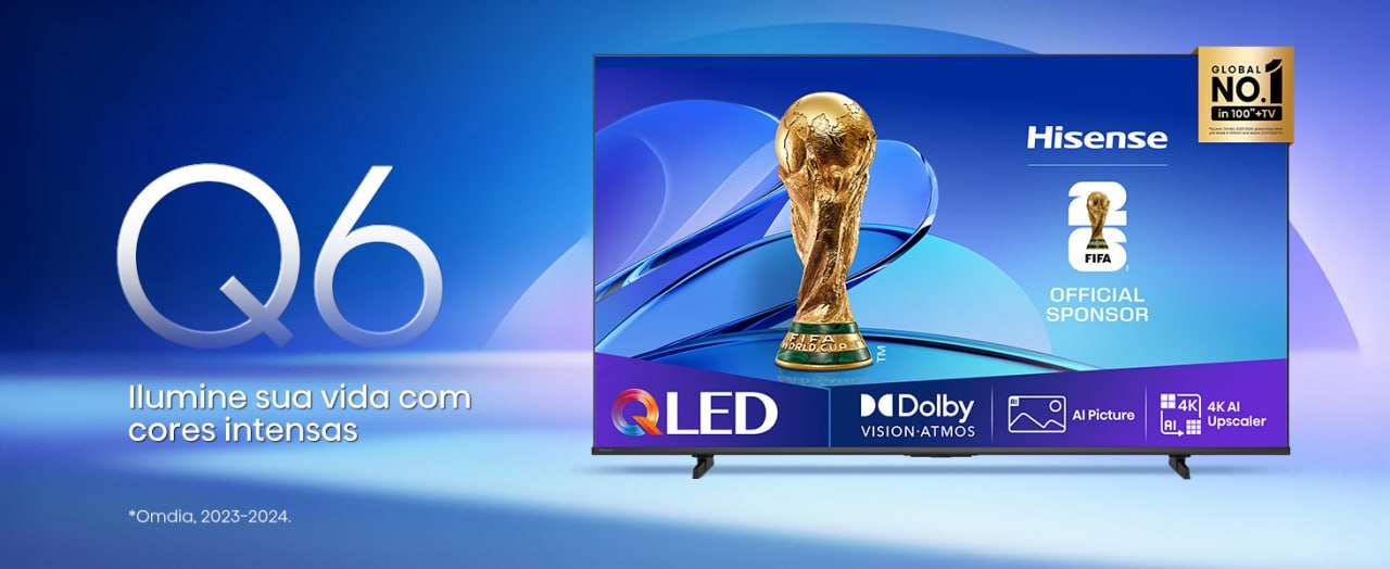 Smart TV UHD 4K QLED 50" Polegadas 50Q6QV com HDR10+ Hisense