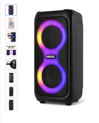 Caixa de Som Bluetooth Caixinha Grande 2 Altos Falantes 10w-hz 5.0 Boombox Com Radio Fm E Entrada Usb Pendrive - Heruz