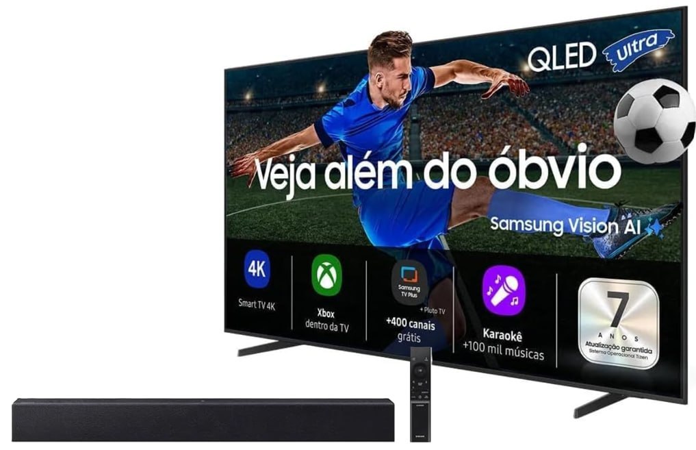 Samsung Combo Vision AI TV 55" QLED Ultra 4K QEF1 + Soundbar Samsung HW-B400F