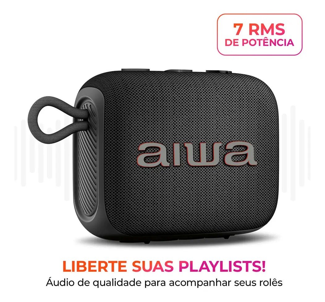Caixa De Som Speaker Aiwa Bluetooth Aws-sp-07 7w Ipx6 Preto