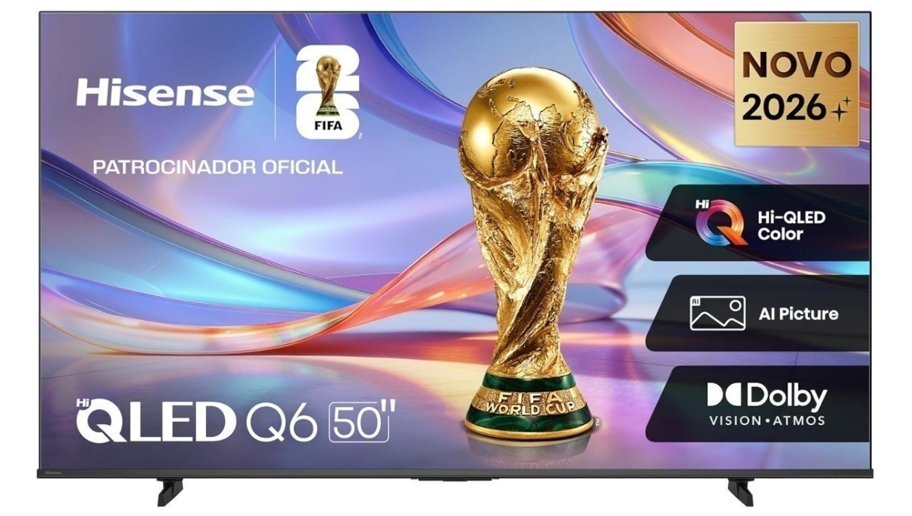 Hisense Smart TV 4K 50" Polegadas 50Q6QVV com Processador AI, Dolby Vision, HDR10+, HLG, Filmmaker Mode, Dolby Gaming, Dolby Atmos, MiraCast e Compatibilidade Alexa e Google
