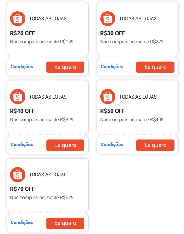 CUPONS SHOPEE RENOVADOS, RESGATEM