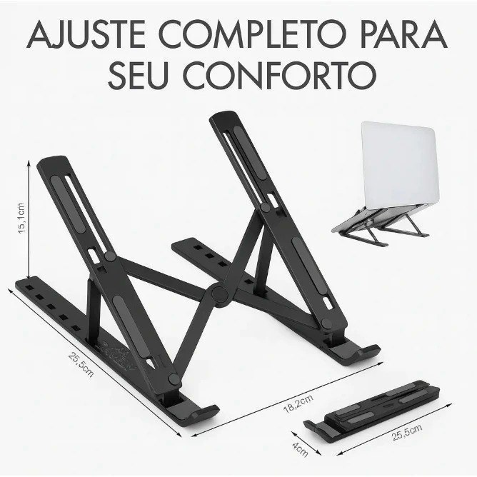 Suporte Apoio De Notebook Laptop Compacto Articulado Preto Suporte Base de METAL