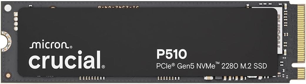 Crucial SSD NVMe P510 2TB Gen5, até 10.000 MB/s, SSD PCIe 5.0 M.2 2280, unidade de estado sólido interna, compatível com laptop, desktop + software Acronis - CT2000P510SSD8-01