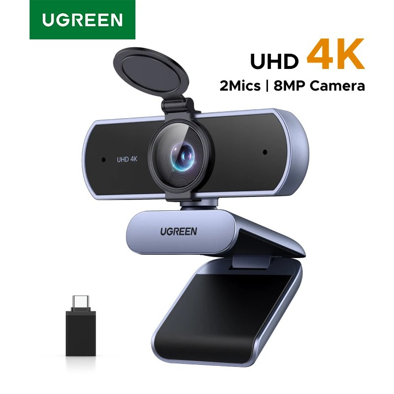 Webcam UGREEN 4K FHD 1080P Webcam 8MP for PC, Camera for Zoom/Teams/Google Meet