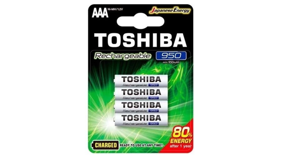Pilha Recarregável AAA Toshiba 950mAh Com 4 Unid