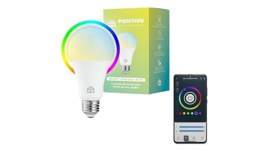 Smart Lâmpada Wi-Fi Positivo Casa Inteligente, Iluminação Branca (Quente e Fria) e RGB (Até 16 Milhões de Cores), 9W, 806 Lúmens, LED, Bivolt, Compatível com Alexa e Google Assistente