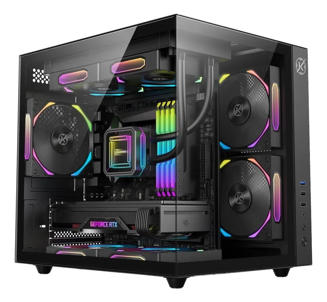 Gabinete Gamer Kalkan Midgard Preto Micro-atx Aquário Preto