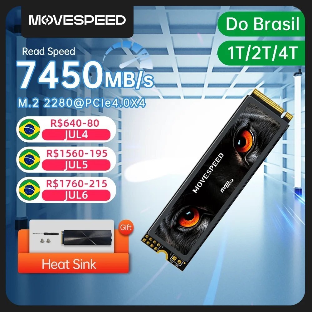 Movespeed 7450 mb/s ssd nvme m.2 2280 4tb 2tb 1tb disco rígido de estado sólido interno m2 pcie 4.0x4 2280 ssd unidade