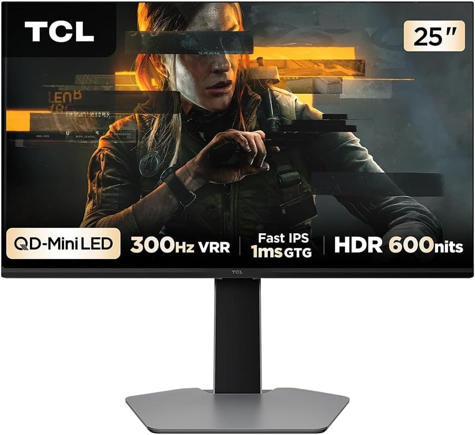 Monitor Gamer TCL 25 Polegadas 300Hz | QD-Mini LED, 1ms (GtG), Freesync, HDR 600 nits, 25G64