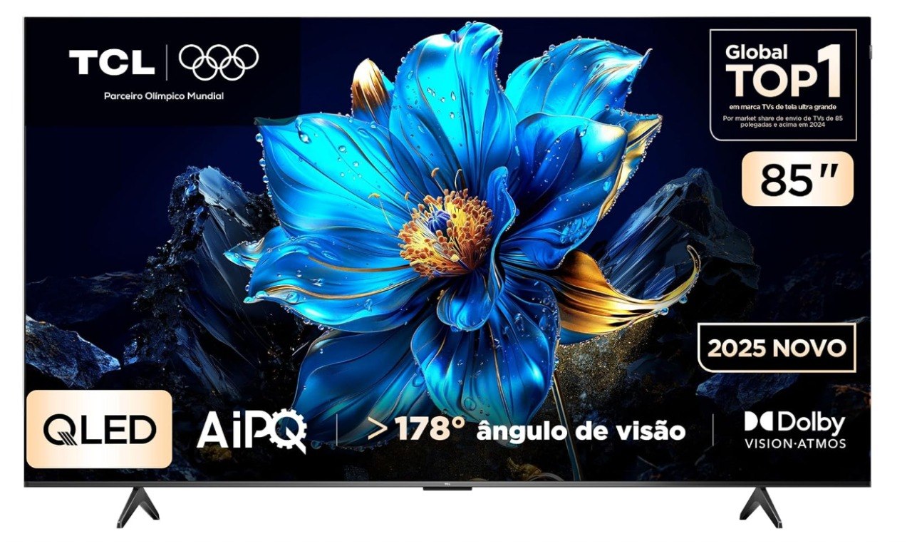 Smart TV TCL 85 Polegadas QLED 4K P7K WiFi Bluetooth Google TV HDR10+ Dolby Atmos Dolby Vision 85P7K