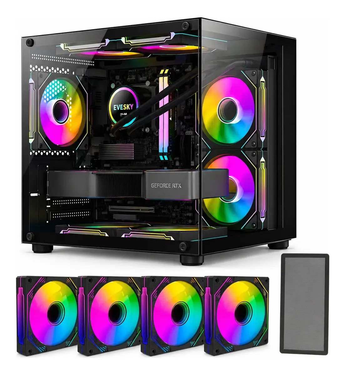 Gabinete Gamer Hayom Aquário Com 4 Cooler Fan