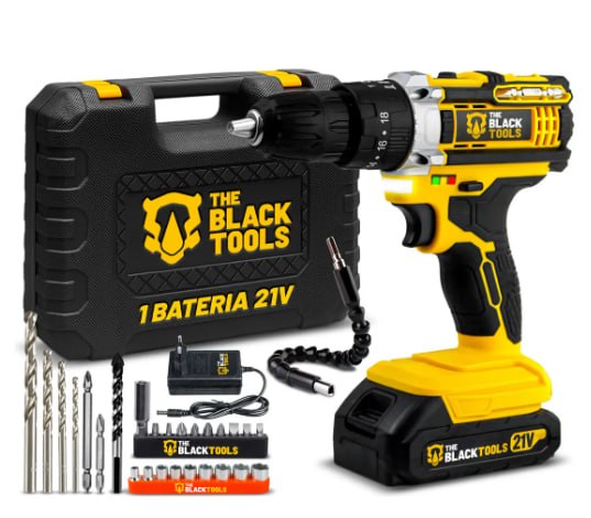 Parafusadeira E Furadeira Impacto The Black Tools Tb-21pw 3/8 Cor Amarelo Frequência 50/60 Hz