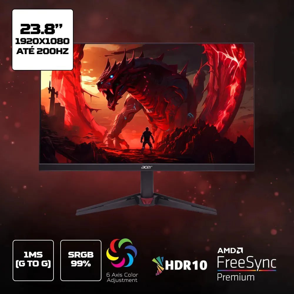 Monitor Gamer Acer Nitro 23.8” Full HD LED IPS 200 Hz 1ms