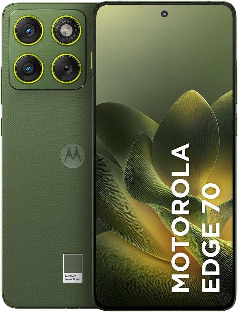 Smartphone Motorola Edge 70 5G - 256GB 24GB (8GB RAM + 16GB RAM Boost), Ultrafino, 3 cameras 50MP, Tela 1.5K extreme Amoled 120hz - Bronze Green