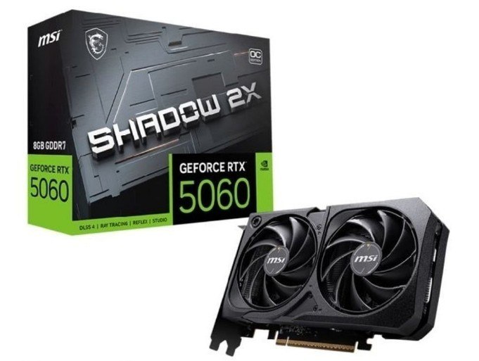 RTX 5060 Placa de Vídeo NVIDIA GeForce MSI RTX5060 8GB GDDR7 128BITS SHADOW 2X OC