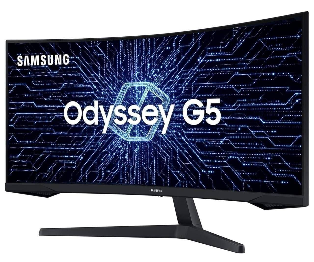 Monitor Gamer Curvo Samsung Odyssey 34’’, Ultra WQHD, 165Hz, 1ms, tela ultrawide, HDMI, Display Port, Freesync Premium, preto, série G5