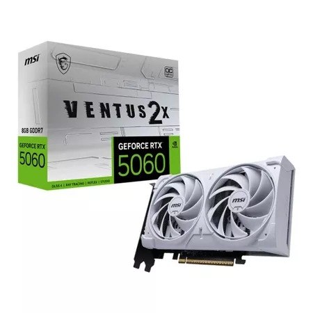 Placa de Vídeo NVIDIA GeForce MSI RTX5060 8GB Ventus OC White 2X - 128 Bits - HDMI/3X DP - 912-V537