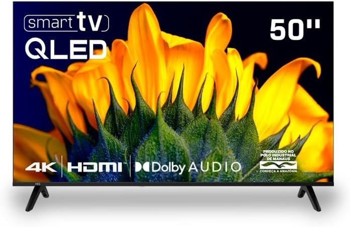 Smart TV HQ QLED 50 Polegadas HQ-QLED50SM 4K Wi-Fi Bluetooth, Dolby Audio, Apps, Netflix, YouTube e Prime Video, 3 HDMI