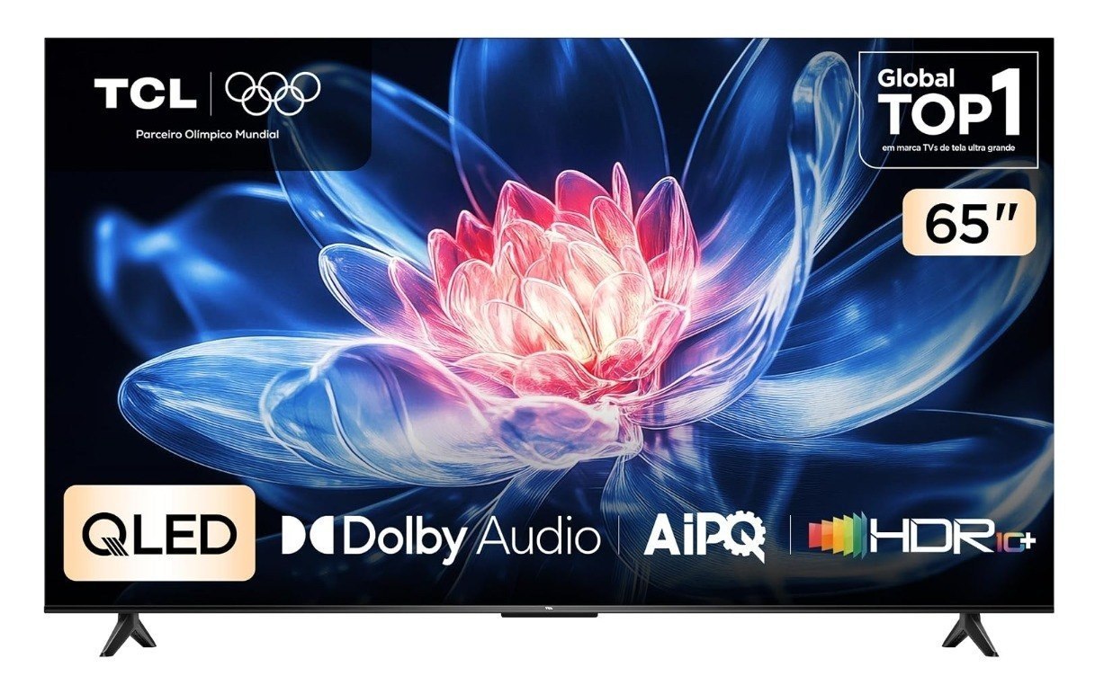 Smart TV TCL 65 Polegadas QLED 4K T6C WiFi Bluetooth Google TV Tela HVA e HDR10+ 65T6C