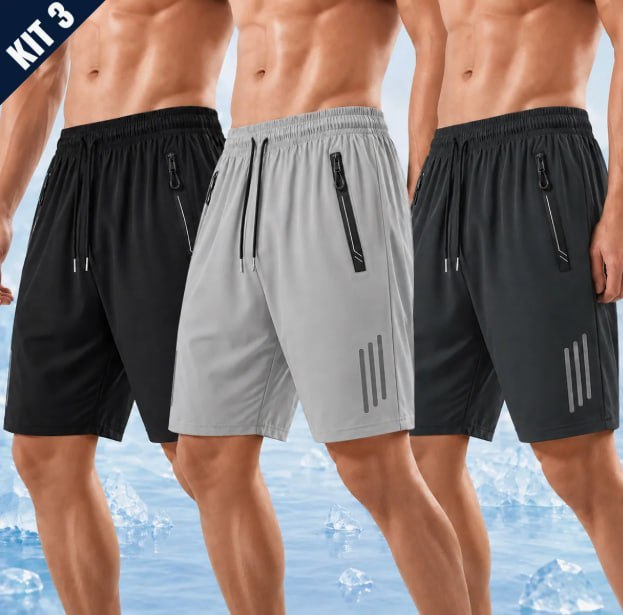 Kit 3 Bermuda Masculina Short Tactel Secagem Rápida Academia
