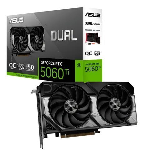 Placa De Vídeo Asus Dual Geforce Rtx 5060 Ti Oc 16GB Gddr7