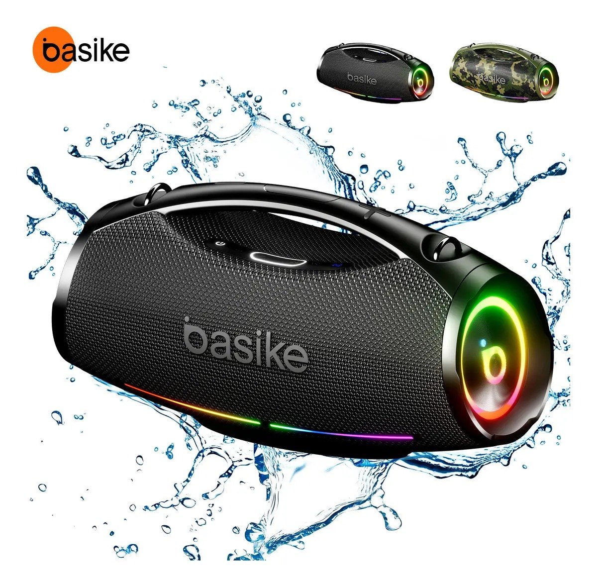 Caixa de Som Basike Boombox 200W Bluetooth Portátil com 36h e IPX6