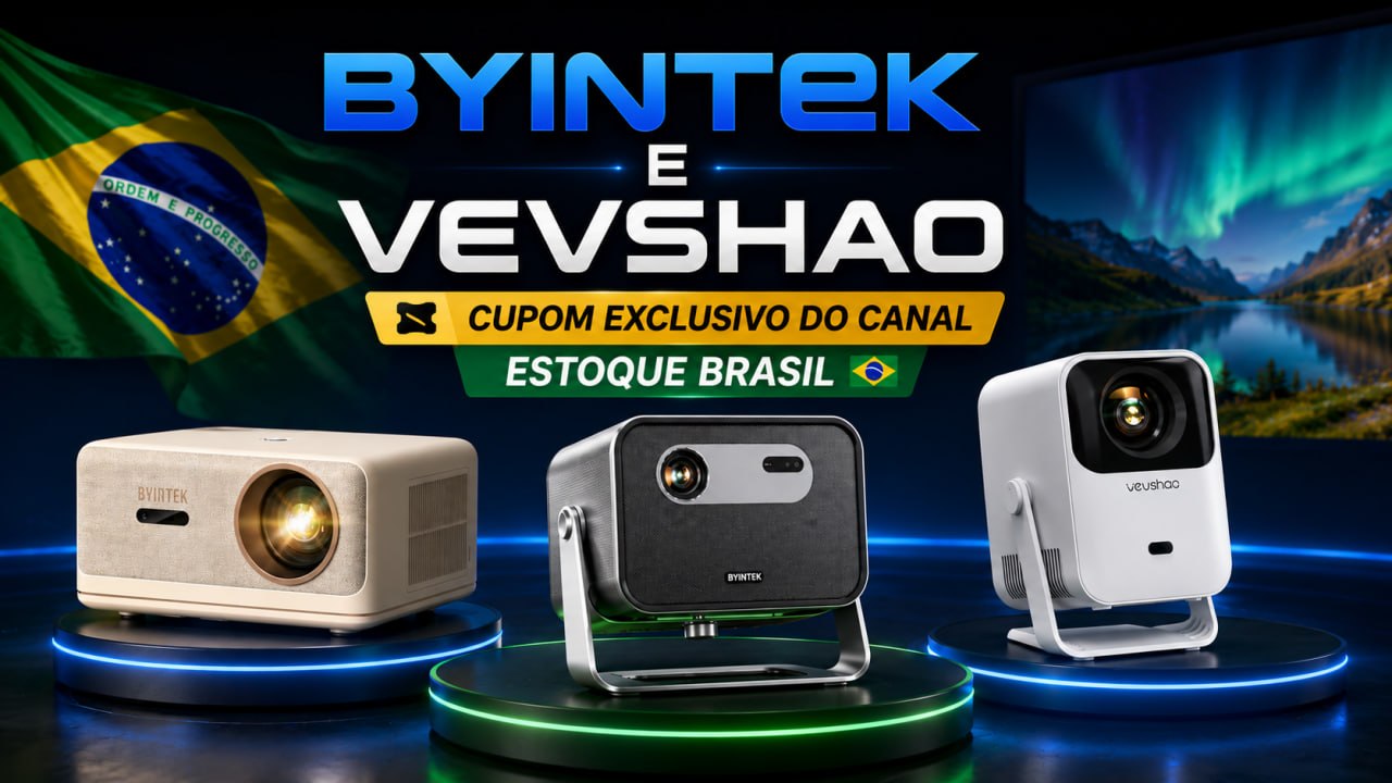 Lista de Projetores BYINTEK  E VEVSHAO (Estoque Brasil 🇧🇷) com Cupom Exclusivo do Canal para comprar no ALIEXPRESS !!
