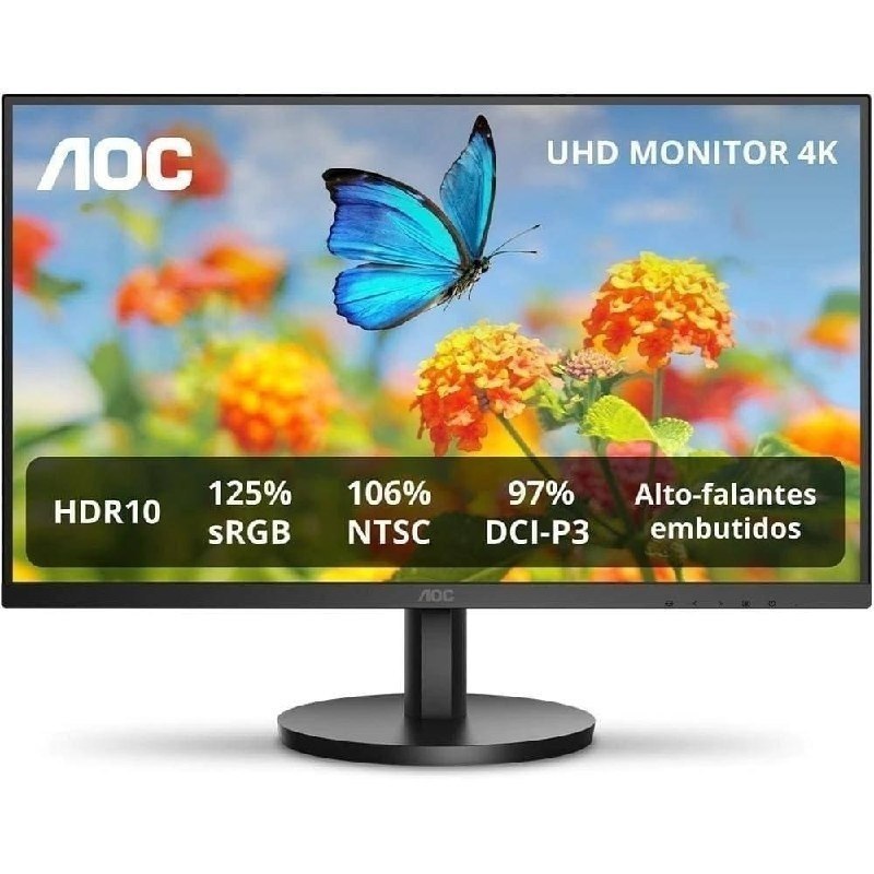 Monitor AOC 27" IPS 4K HDR10 Alto falantes Integrados