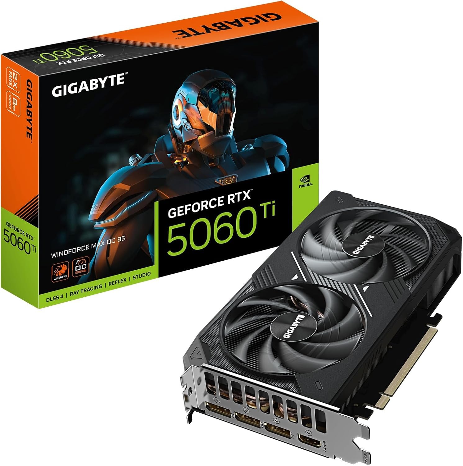 Gigabyte Placa de vídeo GeForce RTX 5060 Ti WINDFORCE MAX OC 8G - 8 GB GDDR7, 128 bits, PCI-E 5.0, frequência de núcleo de 2587 MHz, 3 DisplayPort, 1x HDMI, NVIDIA DLSS 4, GV-N506TWF2MAX OC-8GD