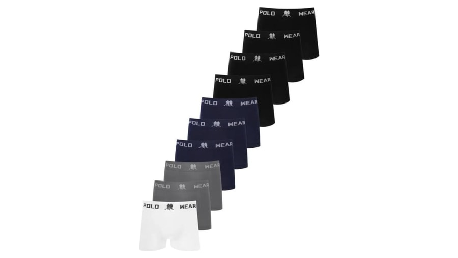 Kit 10 Cuecas Boxer Lisa Polo Wear Sortido