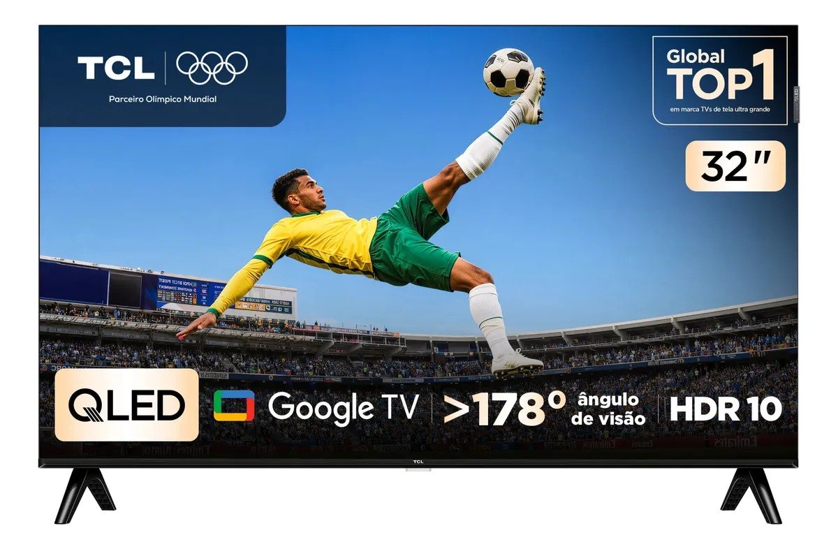 Smart TV TCL 32 Polegadas FHD QLED S5K WiFi Bluetooth Google TV 2 HDMI HDR10 Dolby Audio 32S5K