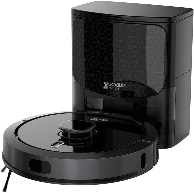 Robô Aspirador e Passa Pano KABUM! smart 900-5 Modos de Limpeza, Base 2 em 1, Mapeamento 3D - 127v - Preto - KBSF009