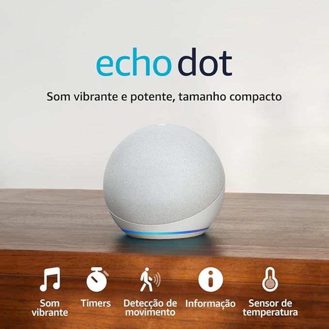 Echo Dot Geração Recente - Smart Speaker Alexa - Som Vibrante Branco