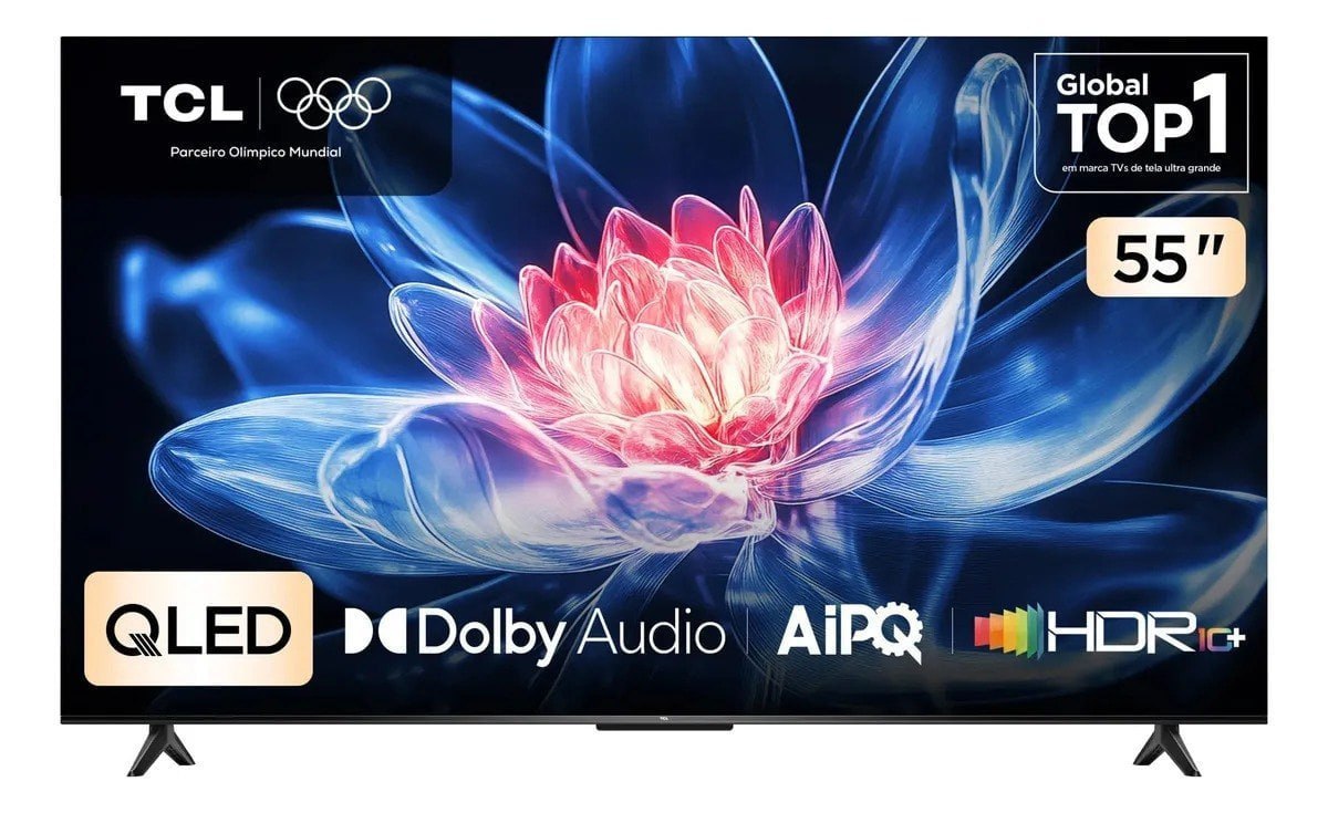 Smart Tv Tcl 55 Polegadas Qled 4K T6c WiFi Bluetooth Google Tv Tela Hva e Hdr10+ 55T6c