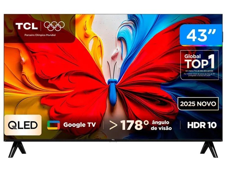 Smart TV 43" TCL Full HD QLED 43S5K Google TV 2 HDMI