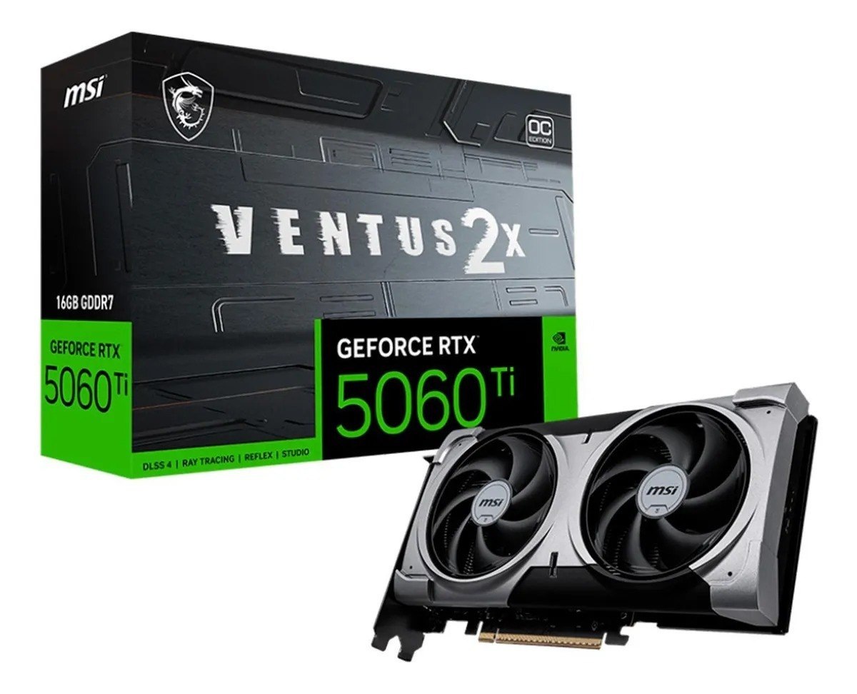 Placa De Video Msi Geforce Rtx 5060 Ti Ventus 2x Oc Black Plus 16gb