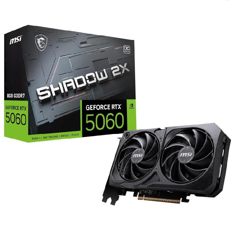 Placa de Video MSI RTX 5060 Shadow 2X OC, 8GB, GDDR7 | 912-V537-037