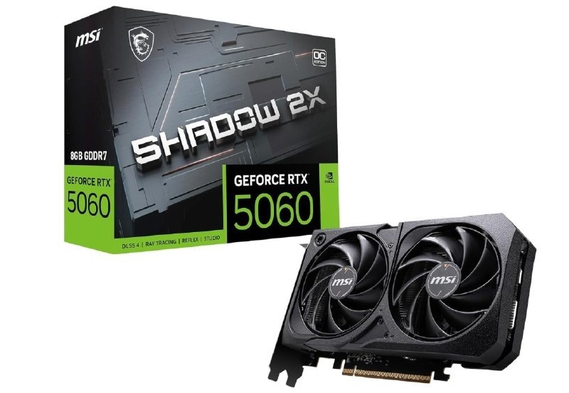 Placa de Video MSI RTX 5060 Shadow 2X OC, 8GB, GDDR7 | 912-V537-037