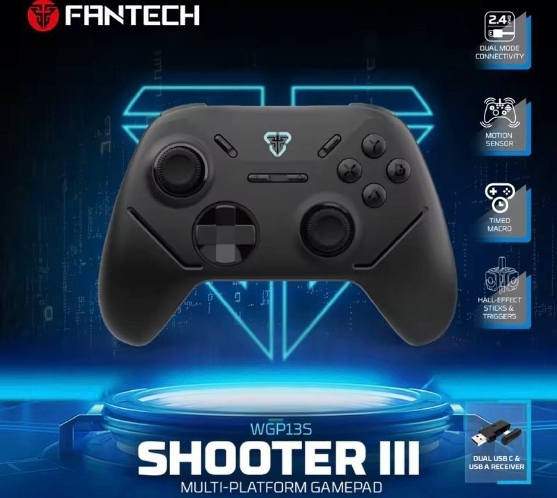 Controle Sem Fio Fantech WGP13S, Analógicos/Gatilhos Hall Effect, 1KHz