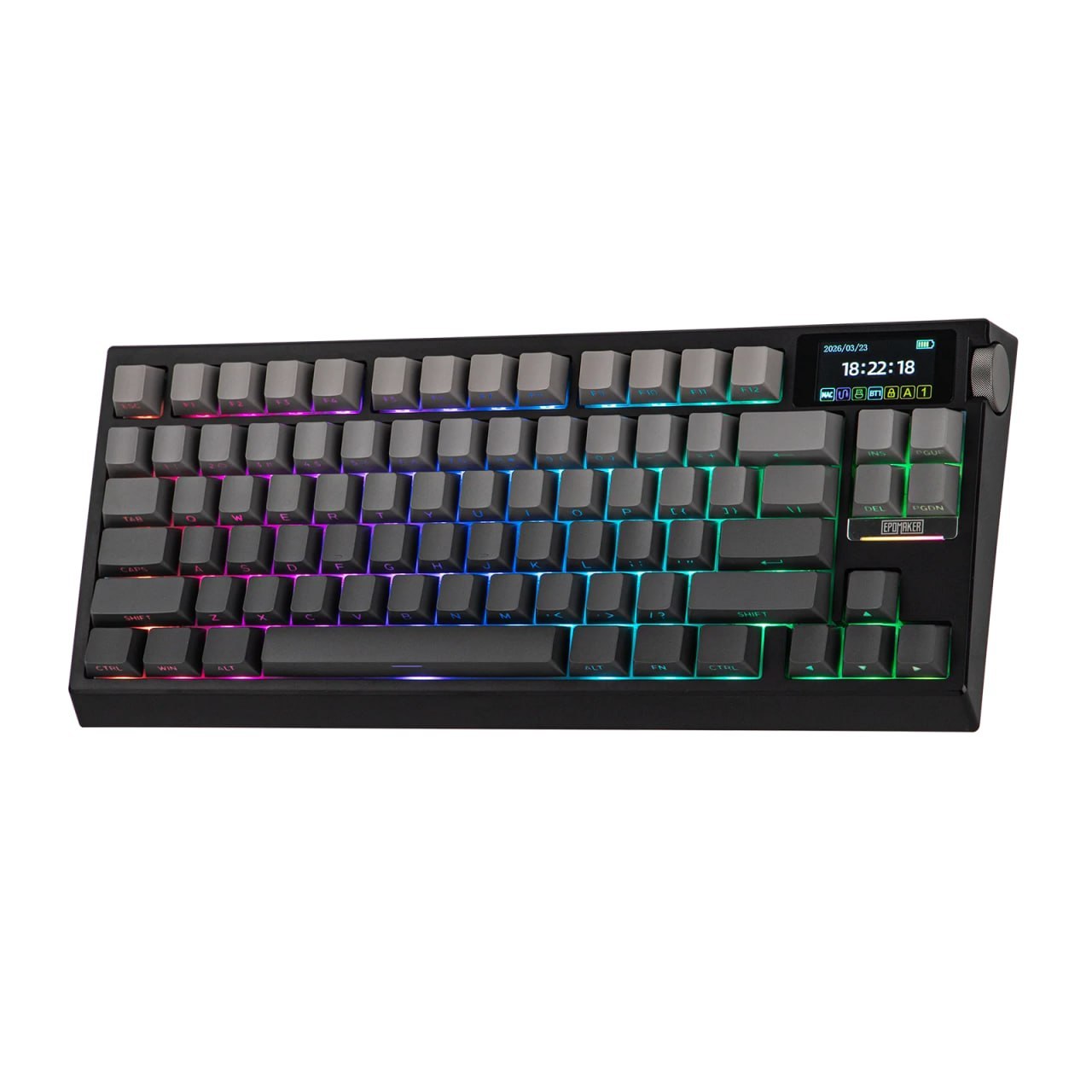 Teclado Mecânico Epomaker G84 Pro, Knob de volume, Tela