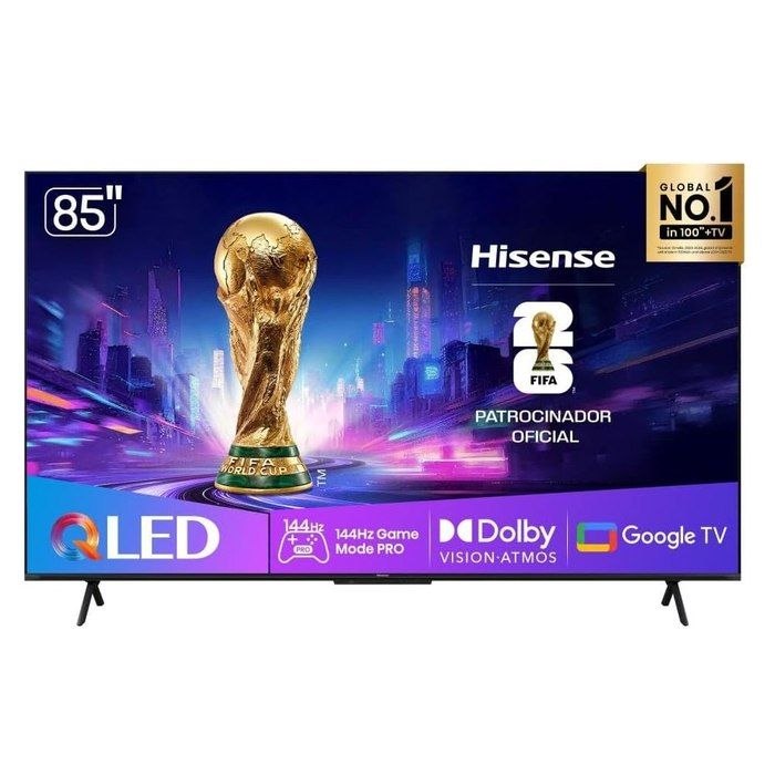Smart TV 85" Hisense QLED 4K com Dolby Vision, Dolby Gaming, Alexa e Google - 85Q7QG