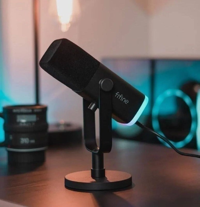 Microfone Dinâmico Fifine AM8 RGB (PRETO)
